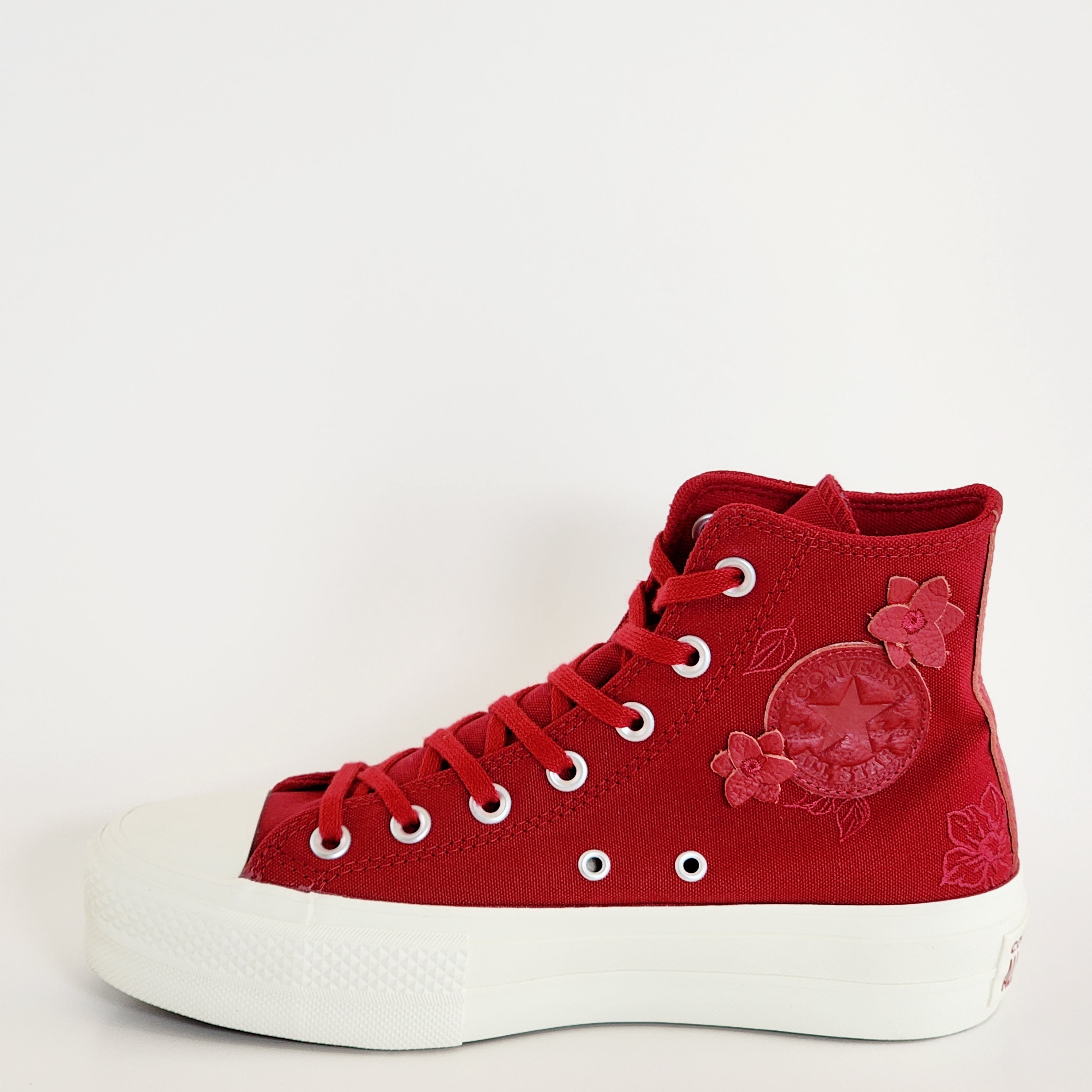 Converse CTAS Lift Hi 3D Florals Red Women's Platform Sneakers A12810C NWT