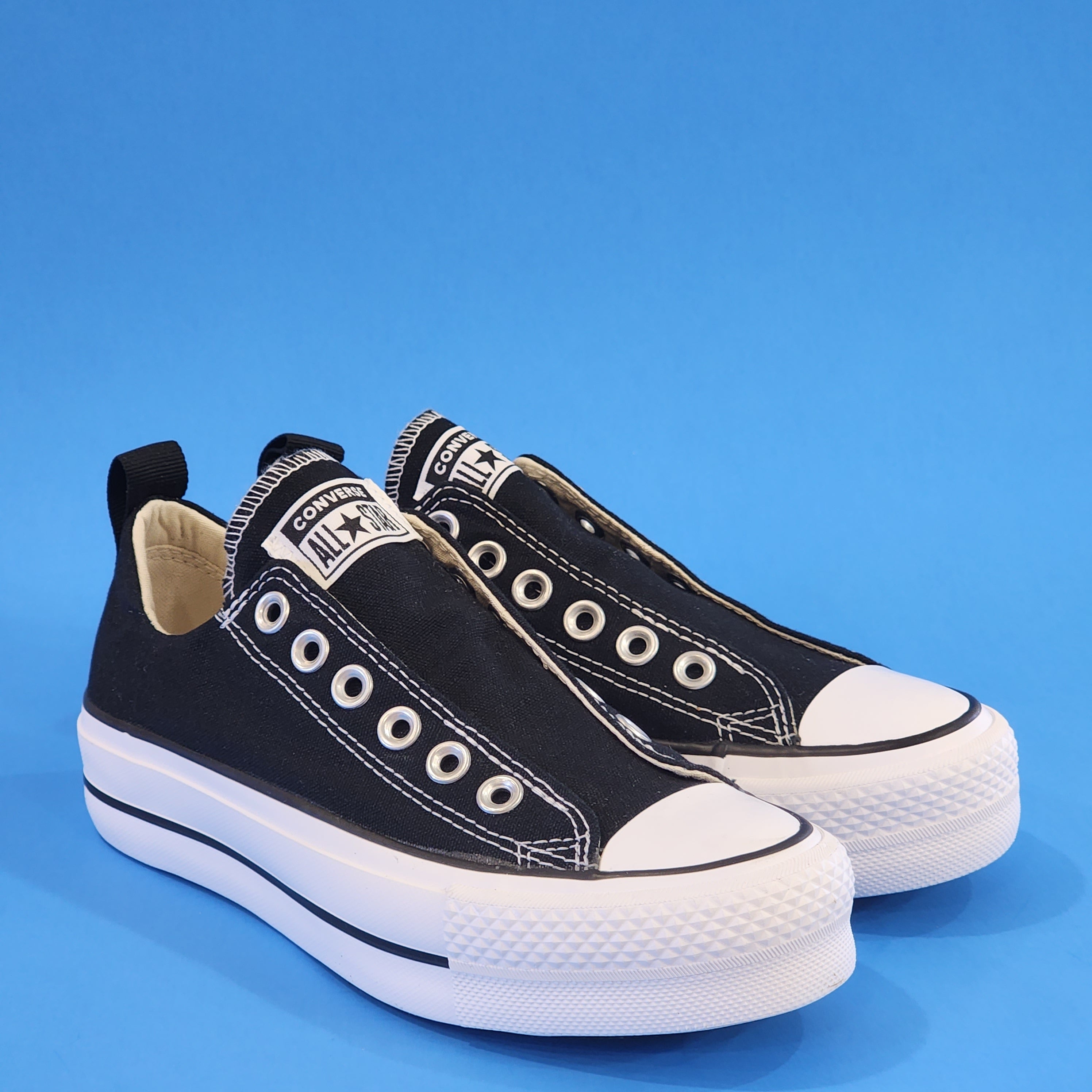 Converse CTAS Low Ox Classic Black Slip Women's Platform Sneakers 563456F NWT