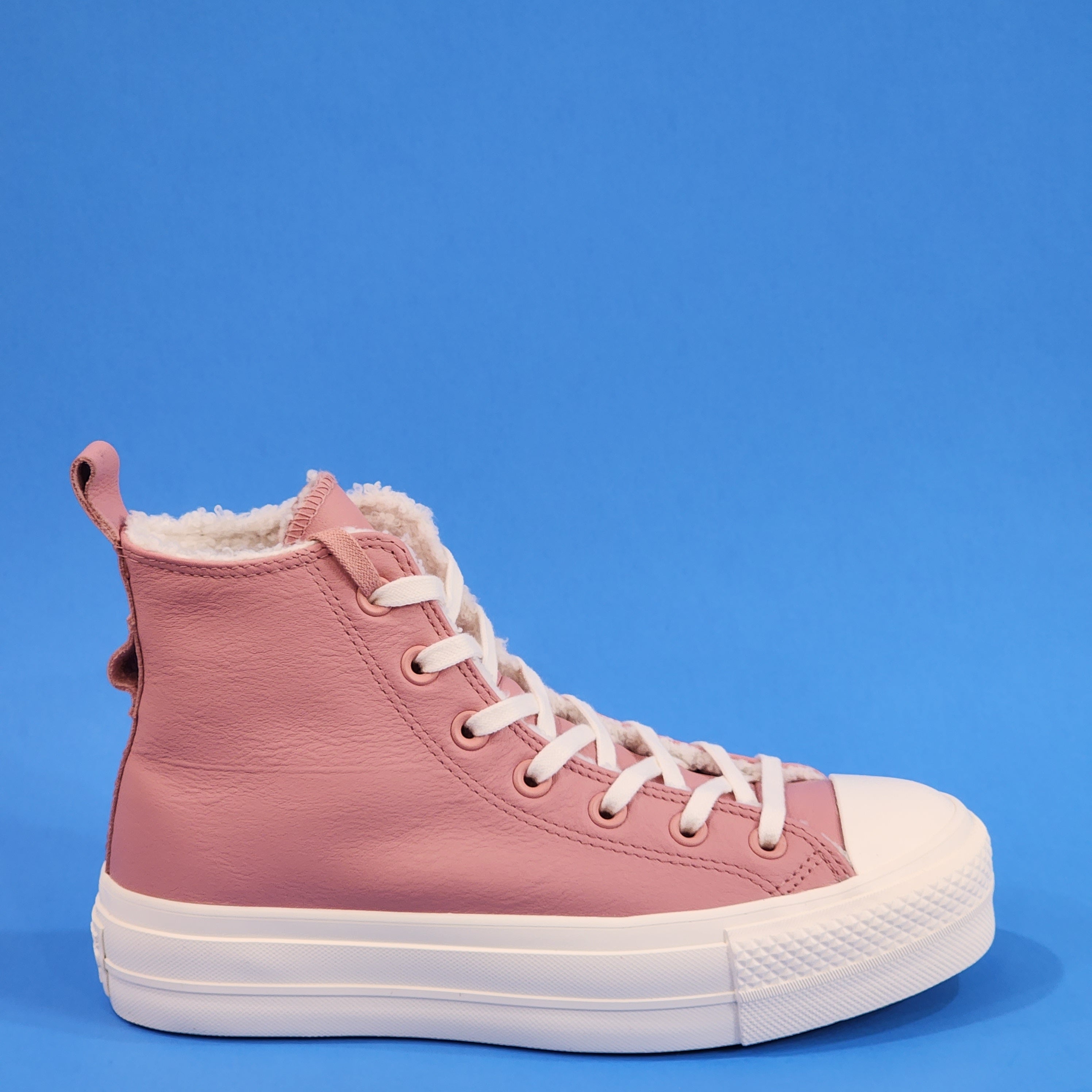 Converse CTAS Hi Lift Lined Leather Rust Pink Platform Sneakers A04256C NWT