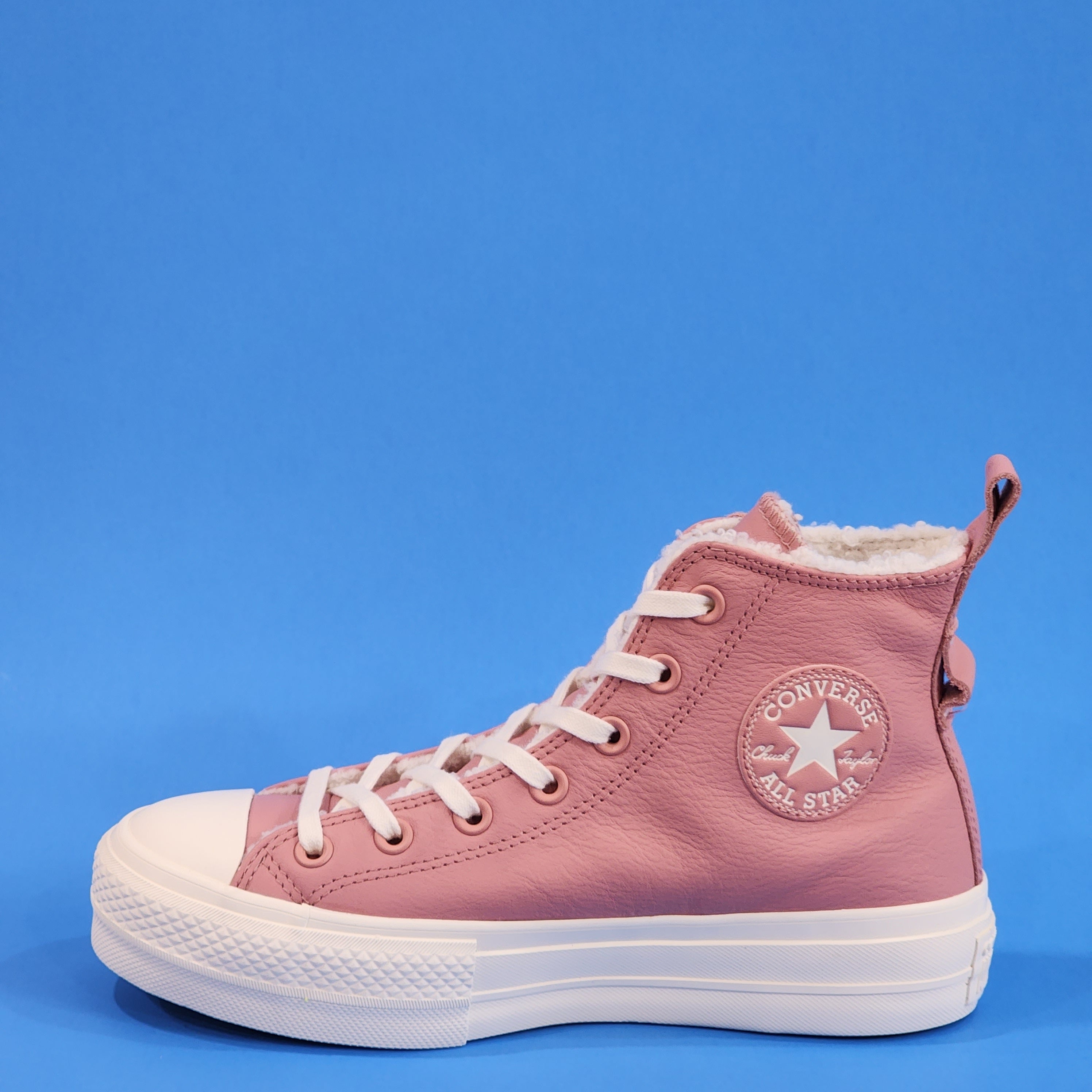 Converse CTAS Hi Lift Lined Leather Rust Pink Platform Sneakers A04256C NWT