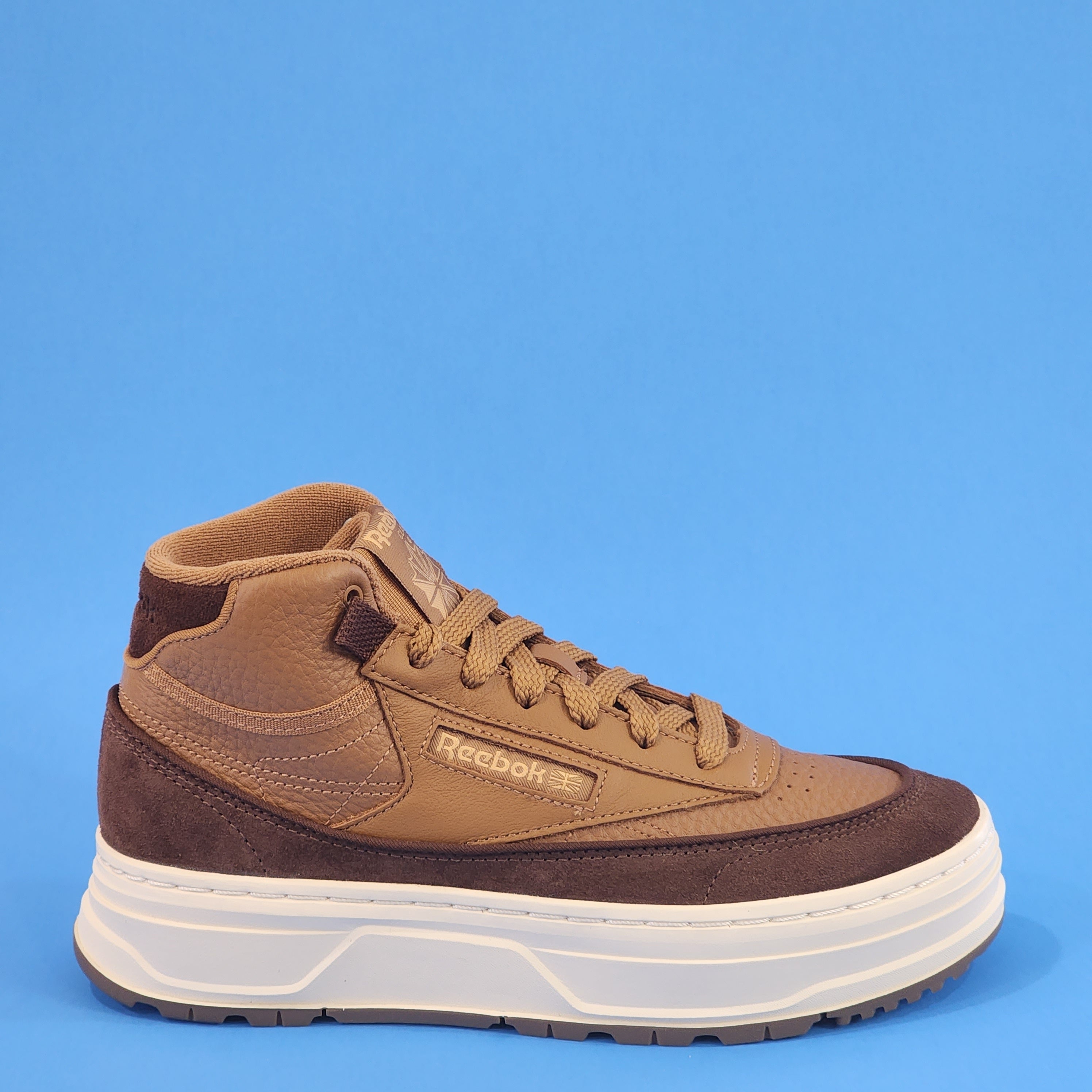 Reebok Club C Geo Mid Wild Brown Luxe Suede Women's Sneakers GZ2235 NWT