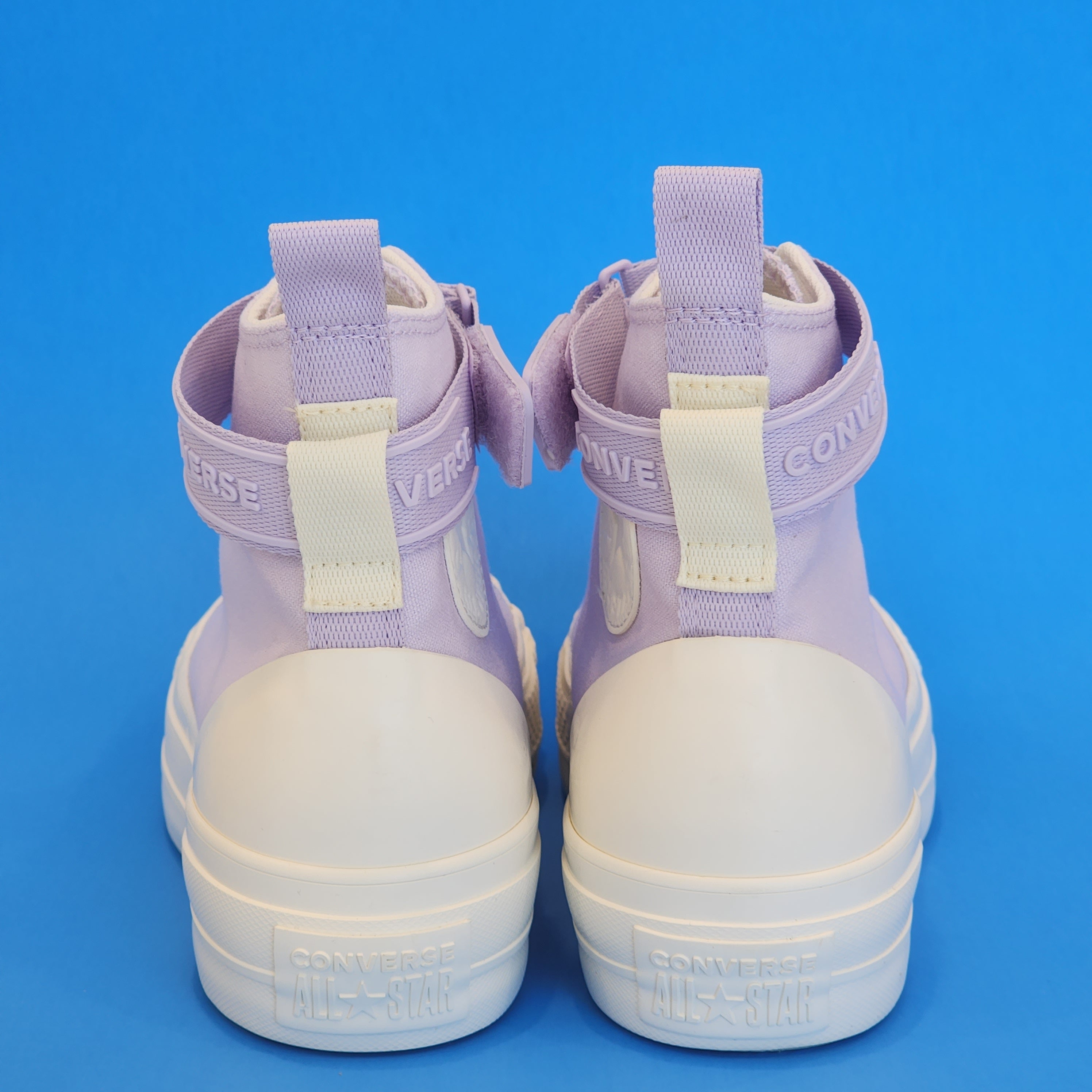 New CONVERSE Violet Women's Sz 5 Chuck Taylor Lift Platform Utility Strap  Shoes