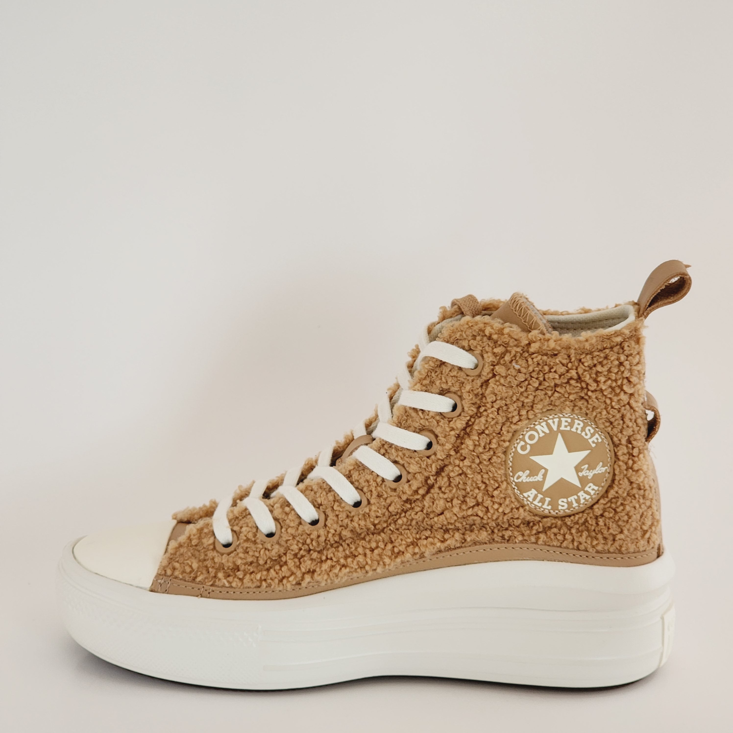 Converse CTAS Move Hi Champagne Tan Sherpa Women's Platform Sneakers A04259C NWT