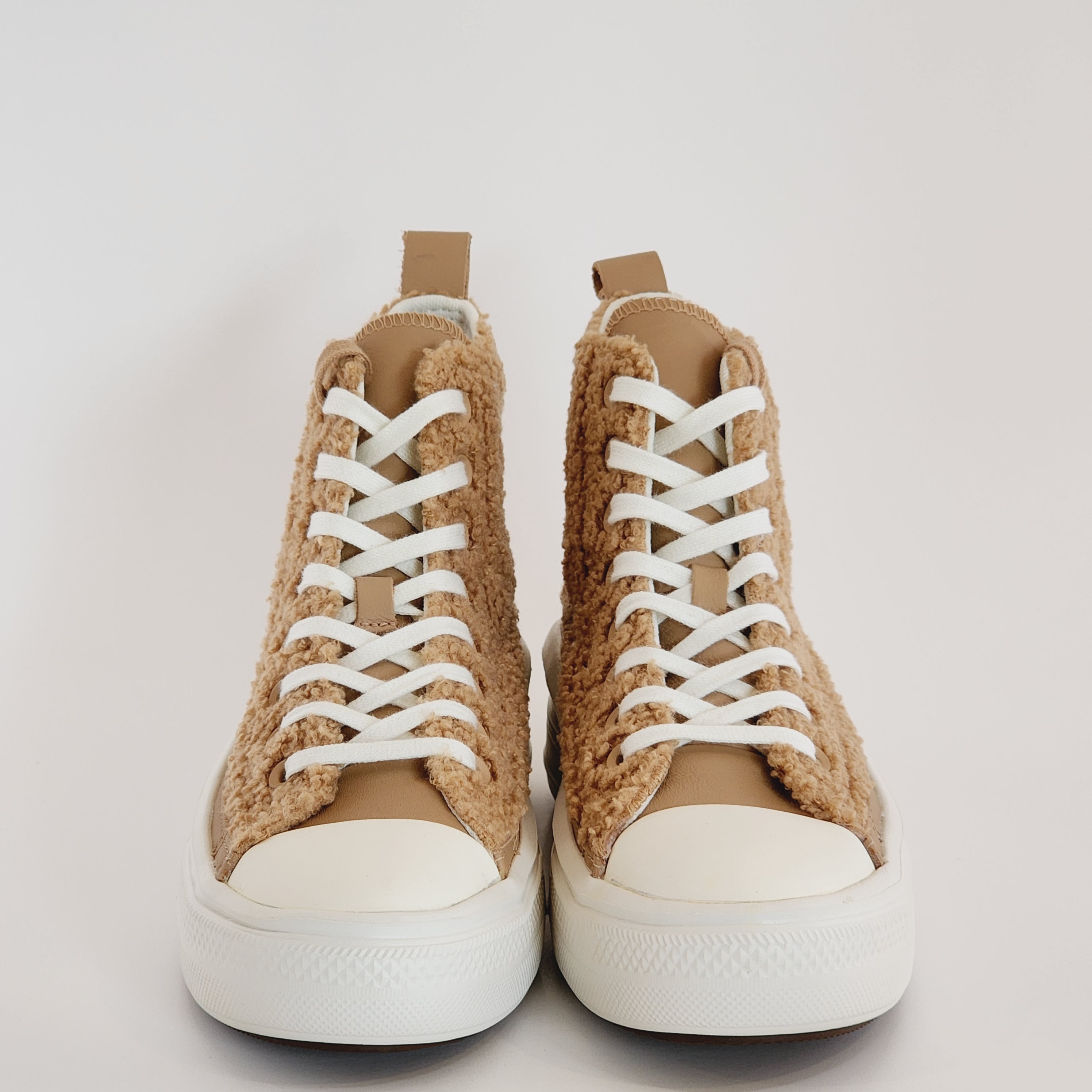 Converse CTAS Move Hi Champagne Tan Sherpa Women's Platform Sneakers A04259C NWT