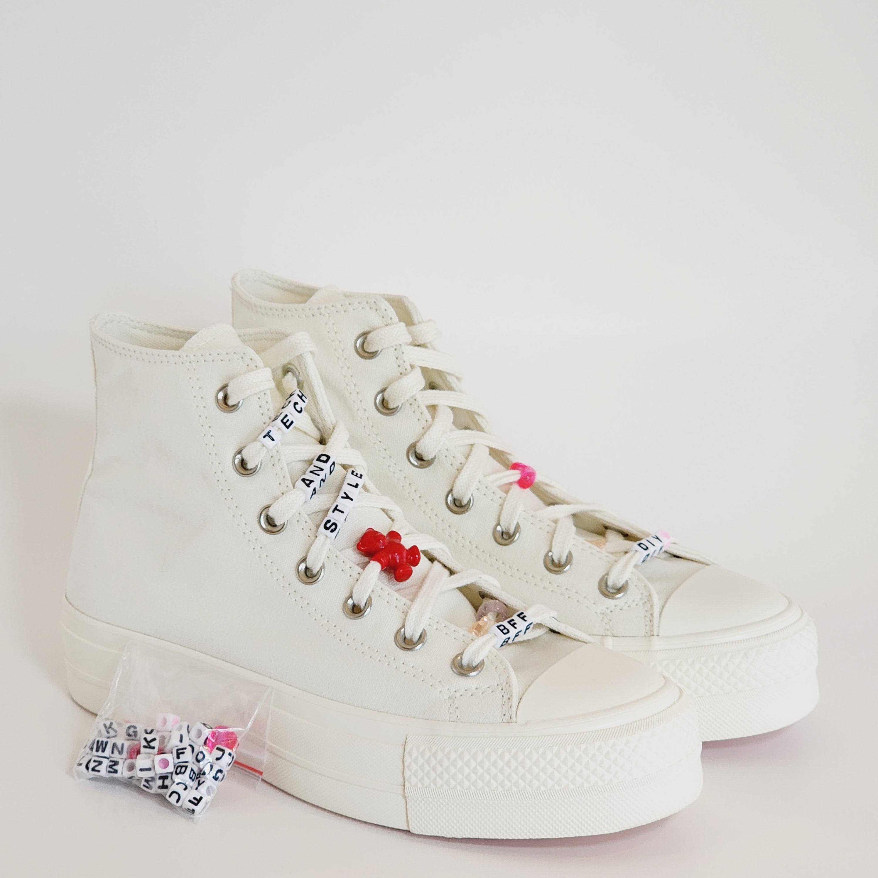 Converse CTAS Hi Lift DIY Beads Egret Women's Platform Sneakers A06096C NWT