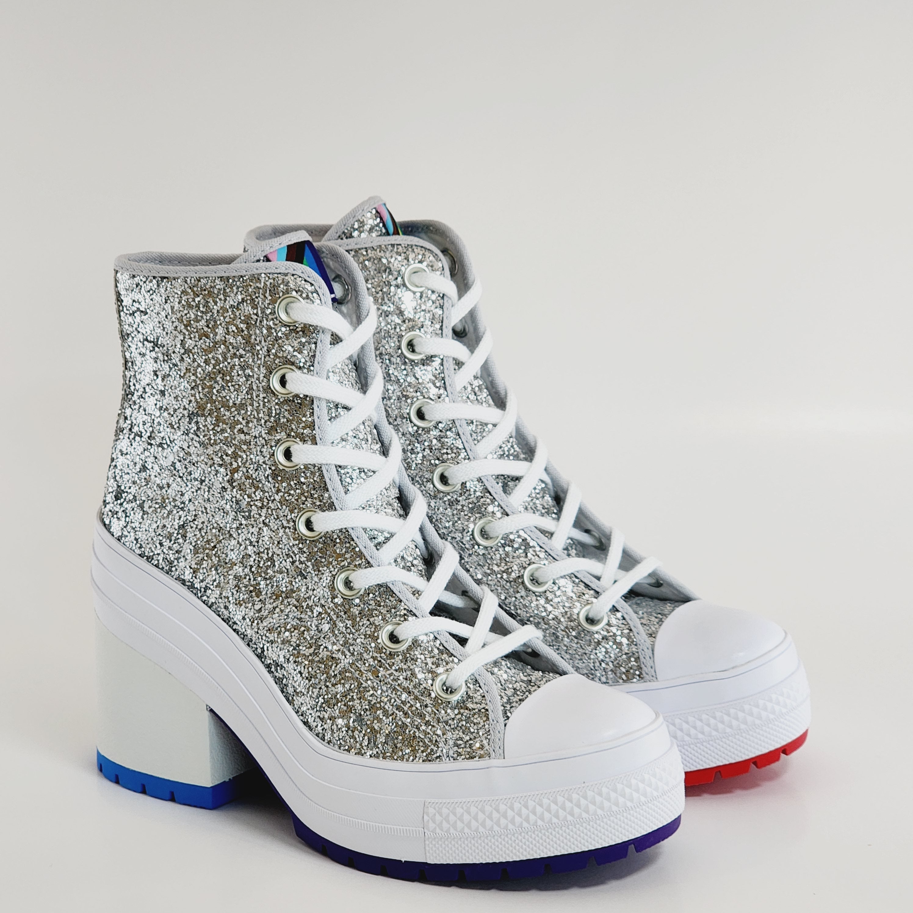 Converse Chuck 70 De Luxe Heel Pride Glitter Women's Platform Boots A06028C NWT