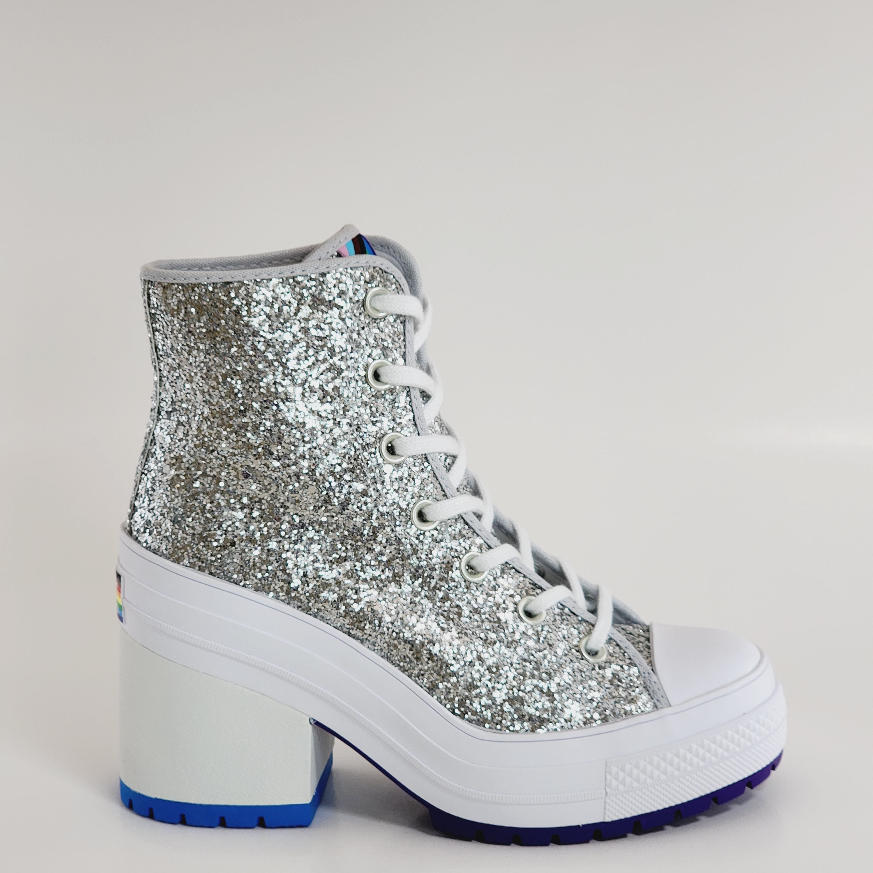 Converse Chuck 70 De Luxe Heel Pride Glitter Women's Platform Boots A06028C NWT