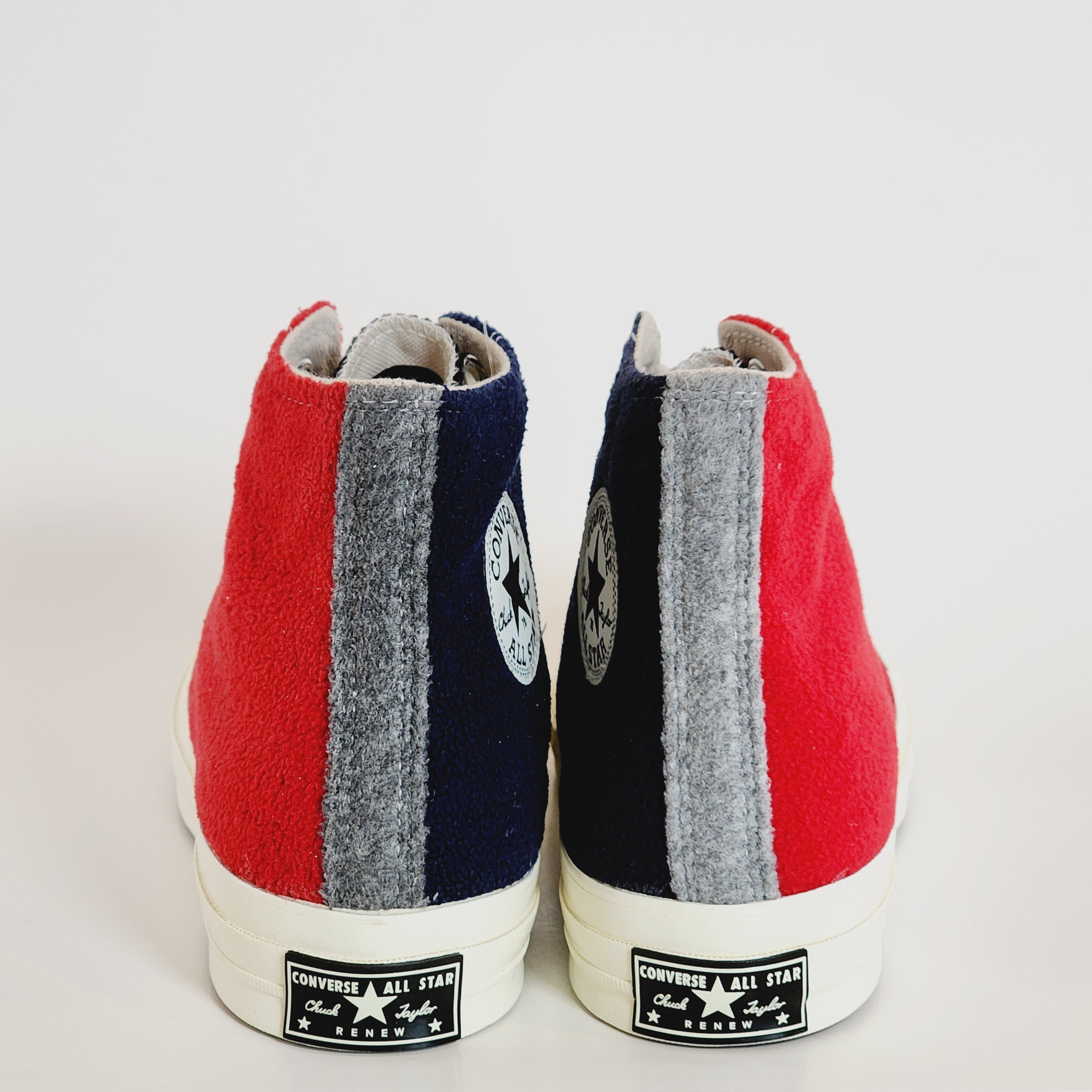 Converse Chuck 70 Hi Upcycle Fleece Red/Blue/Black Unisex Sneakers 172267C NWT