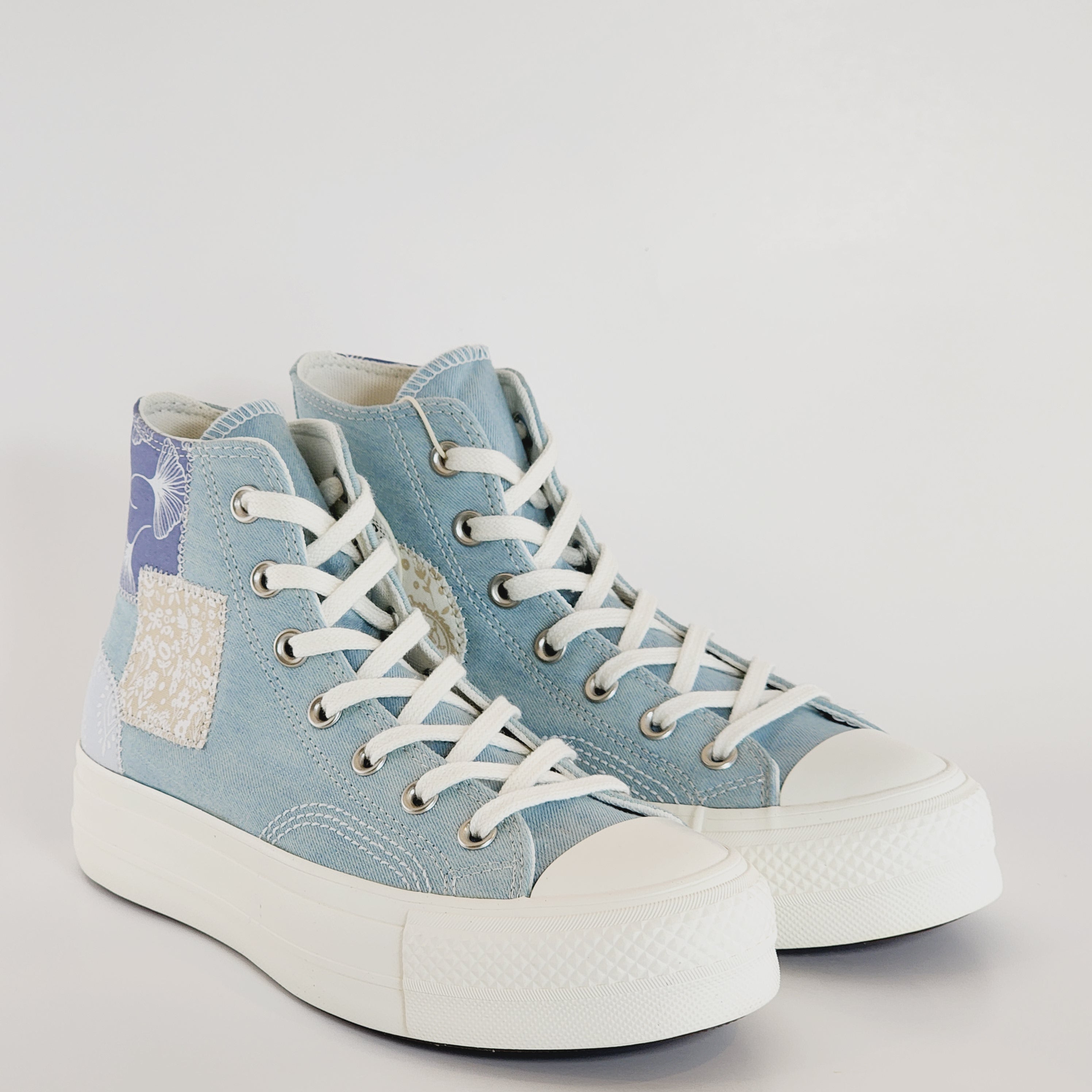 Converse CTAS Lift Hi Denim Patchwork Women's Platform Sneakers A06821C NWT