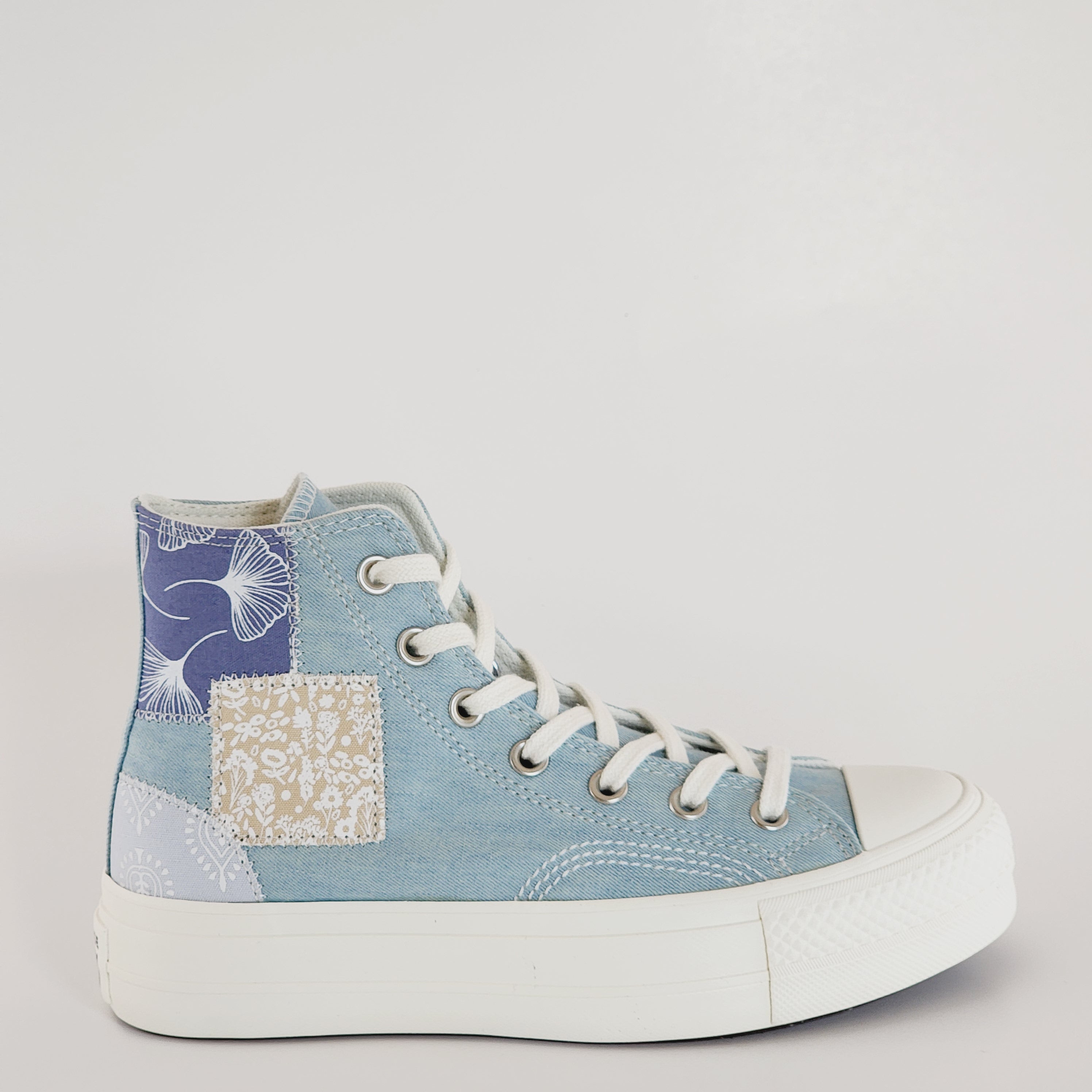 Converse CTAS Lift Hi Denim Patchwork Women's Platform Sneakers A06821C NWT