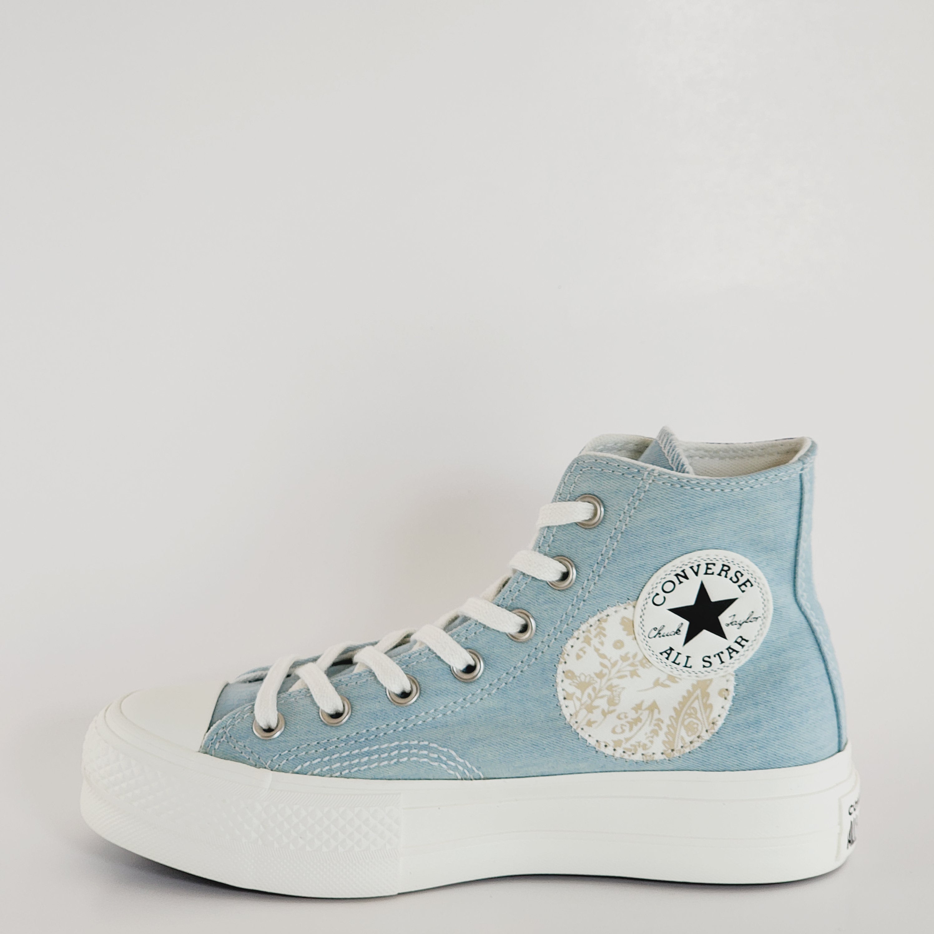 Converse CTAS Lift Hi Denim Patchwork Women's Platform Sneakers A06821C NWT