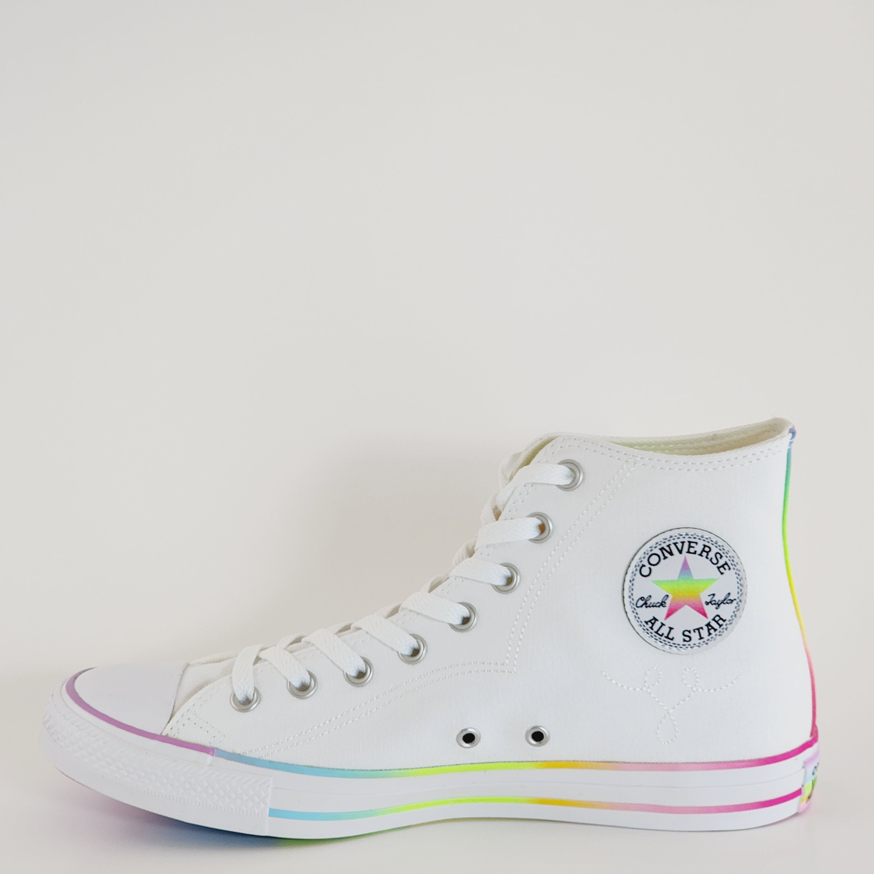 Converse CTAS Hi Pride White/White/Chaos Fuschia Unisex Sneakers A10216C NWT