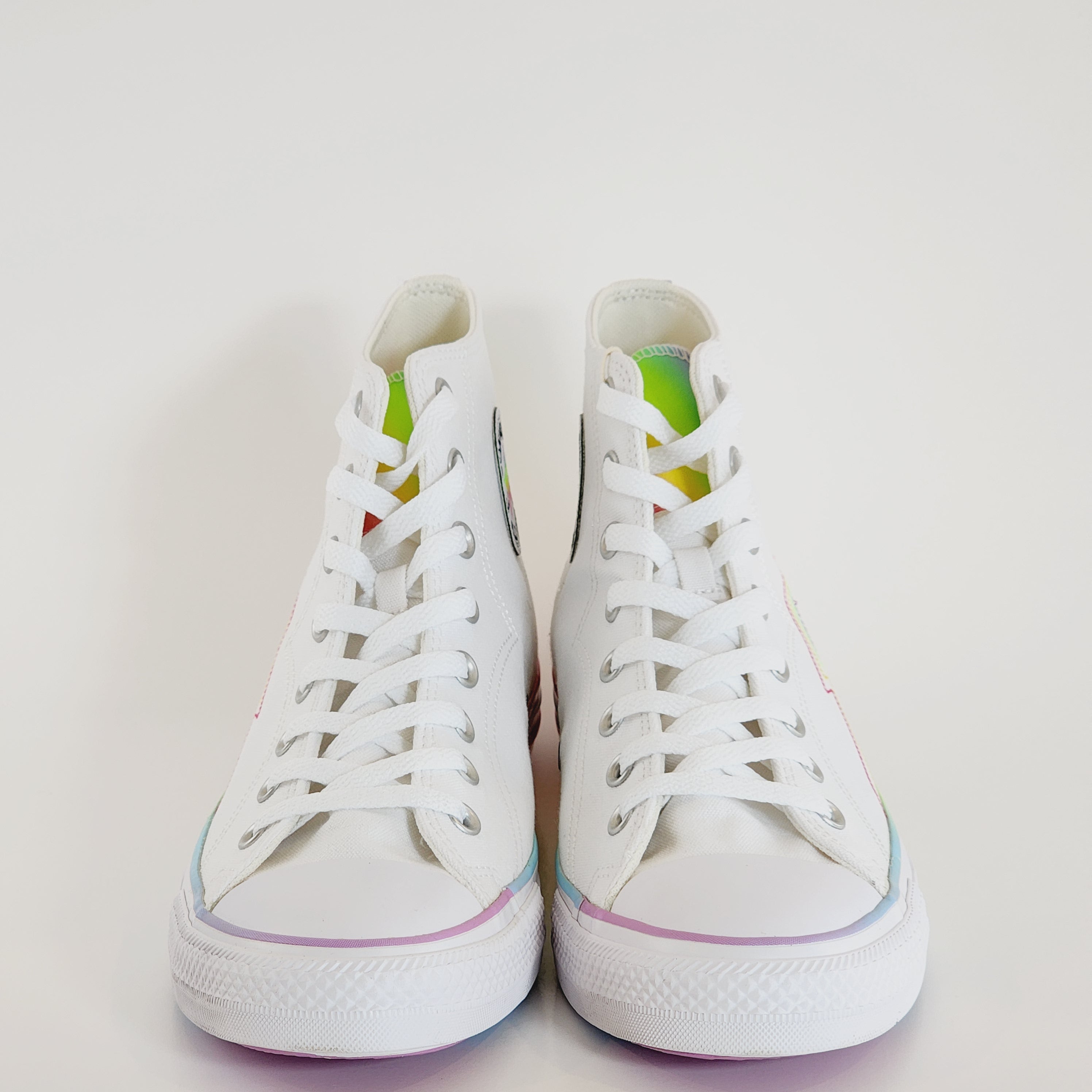 Converse CTAS Hi Pride White/White/Chaos Fuschia Unisex Sneakers A10216C NWT