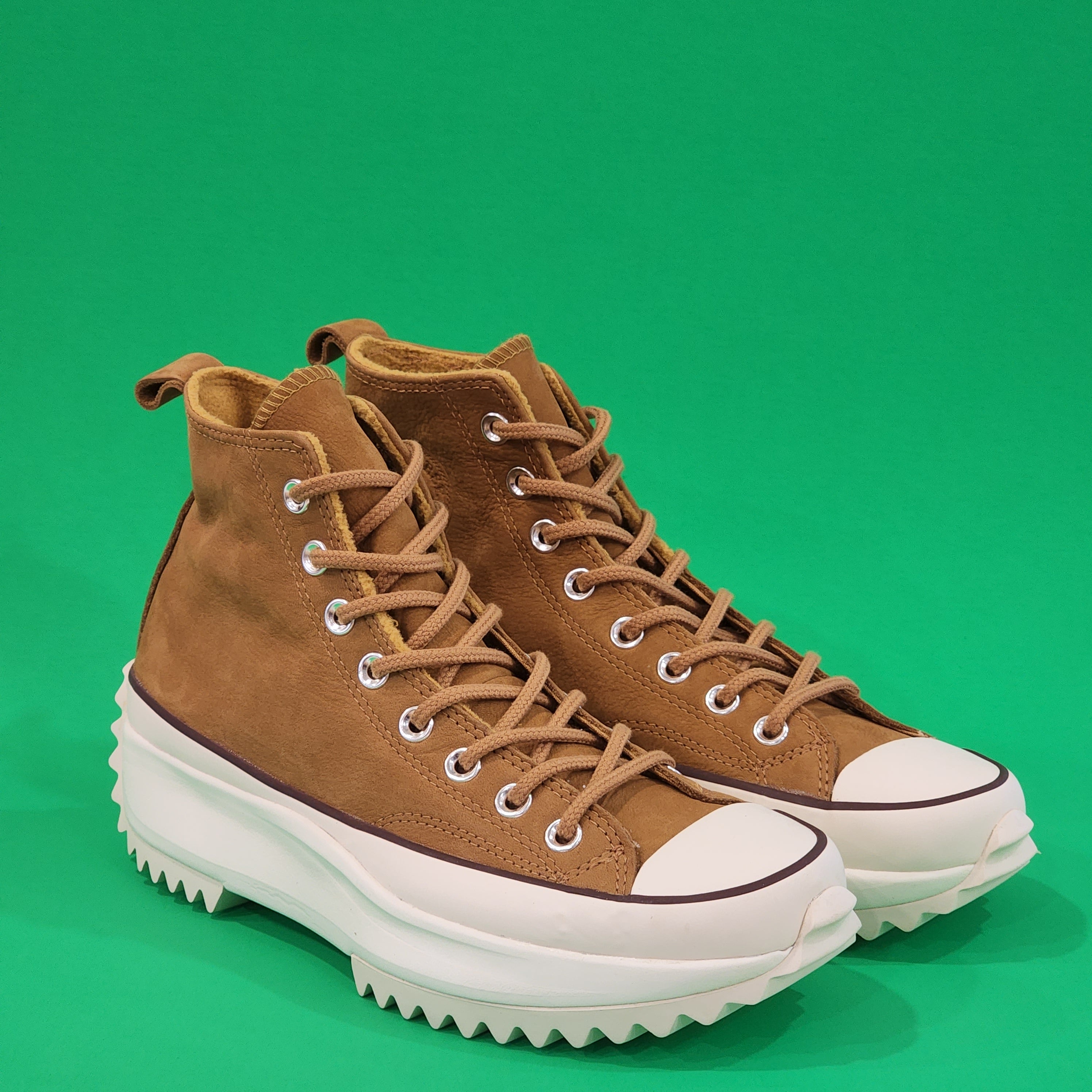 Converse Run Star Hike Hi Wheat Nubuck Leather Platform Sneakers 171666C NWT