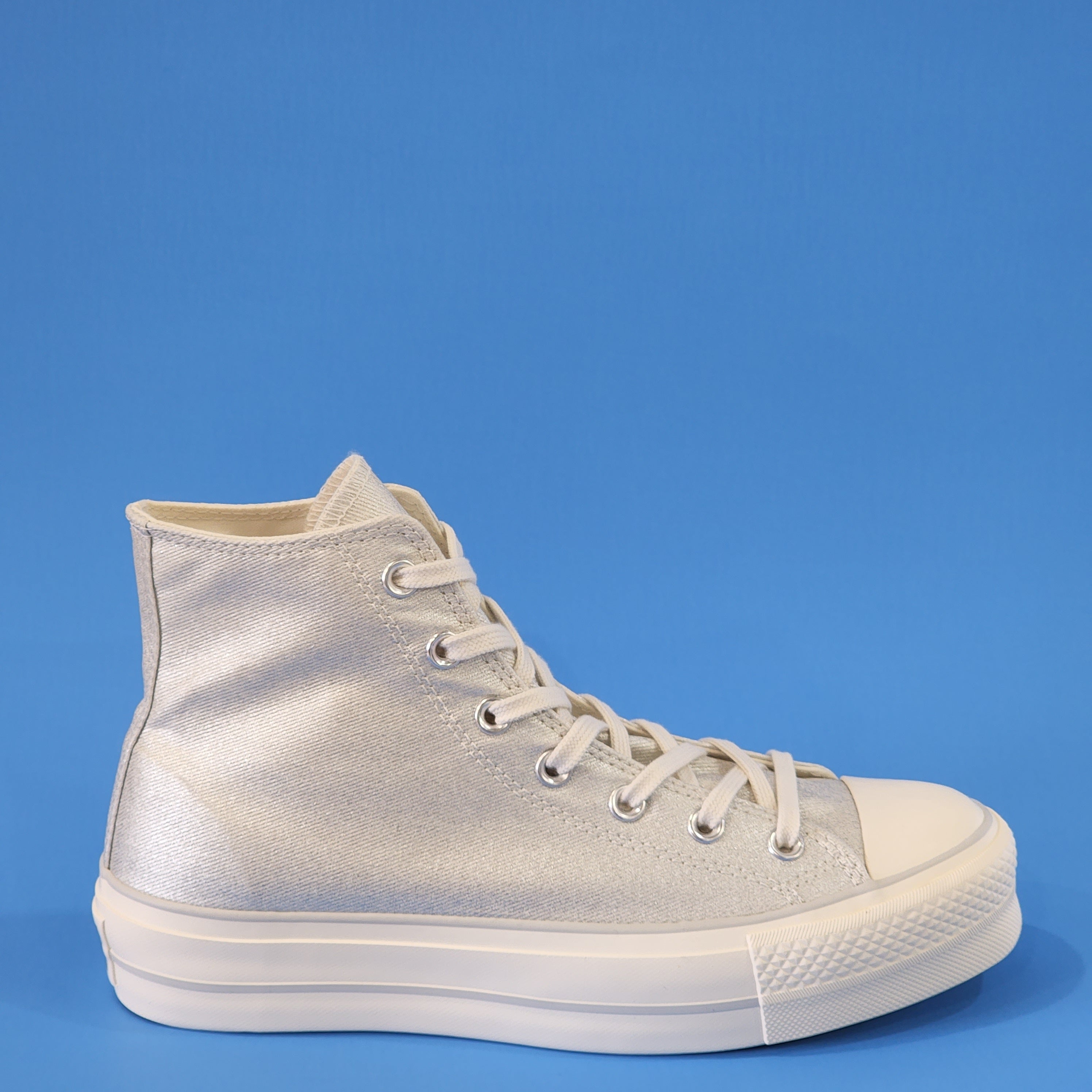 Converse CTAS Lift Metallic Silver Cream Women's Platform Sneakers 571082C NWT