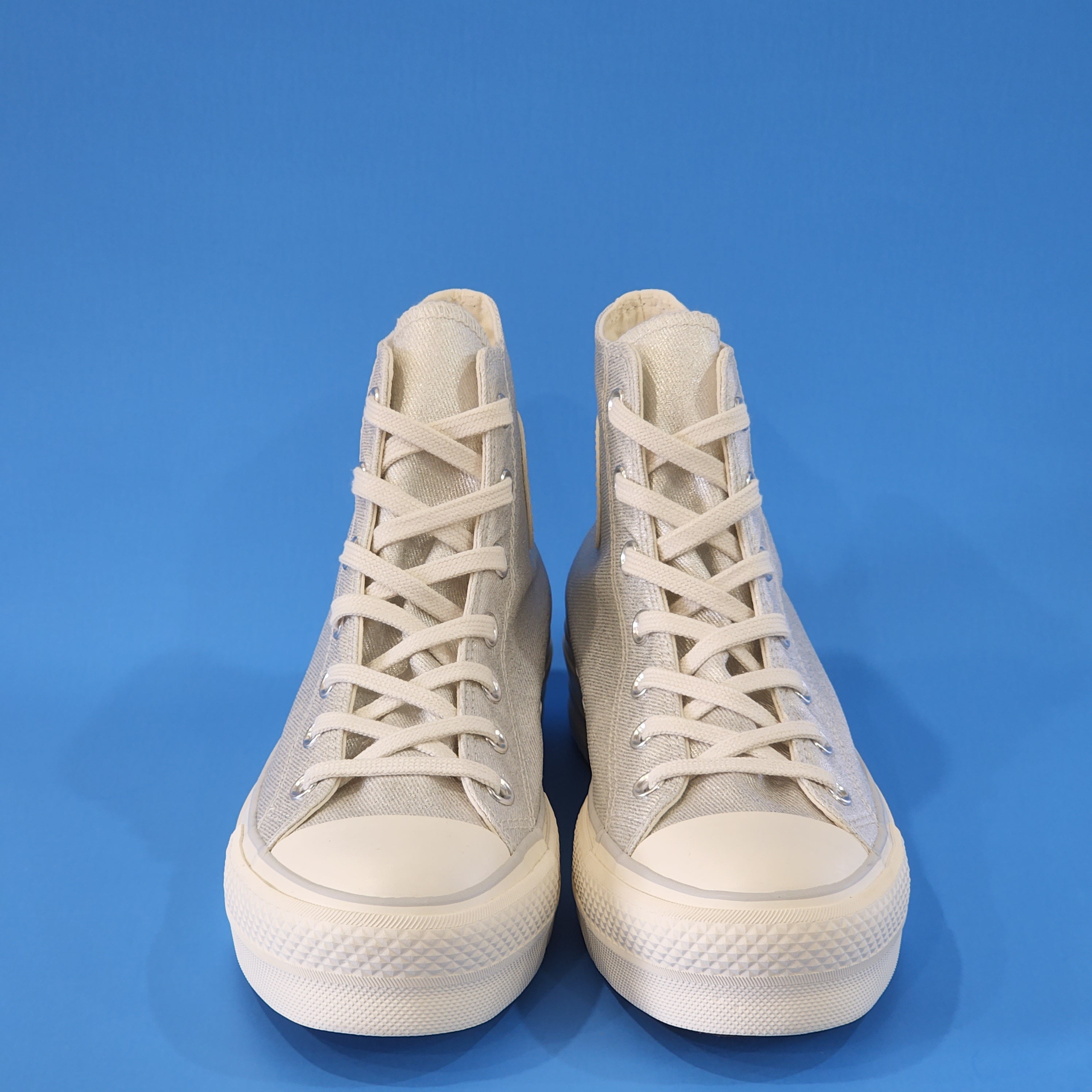 Converse CTAS Lift Metallic Silver Cream Women's Platform Sneakers 571082C NWT