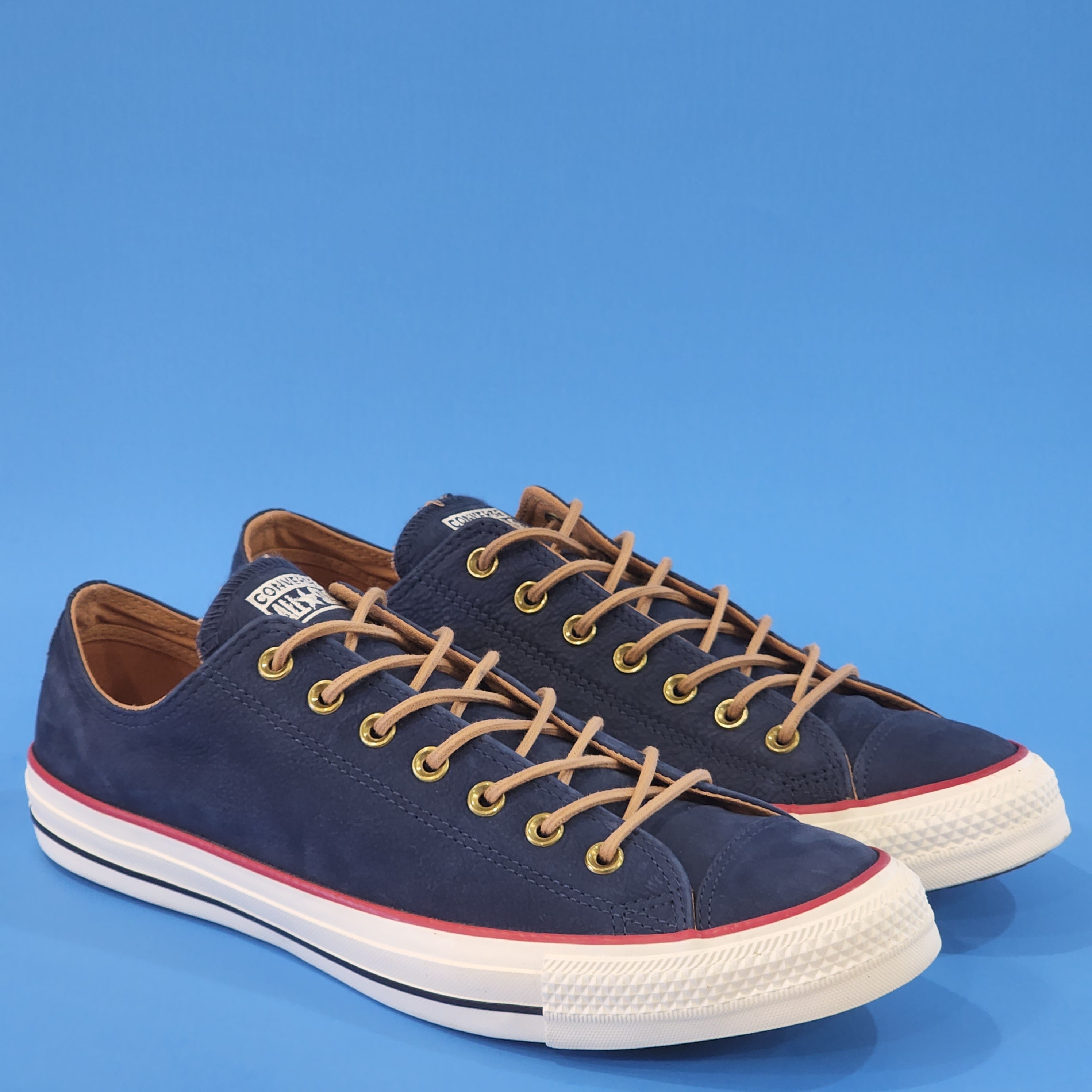 Converse CTAS Low Ox Earthy Buck Blue Leather Sneakers 162118C NWT