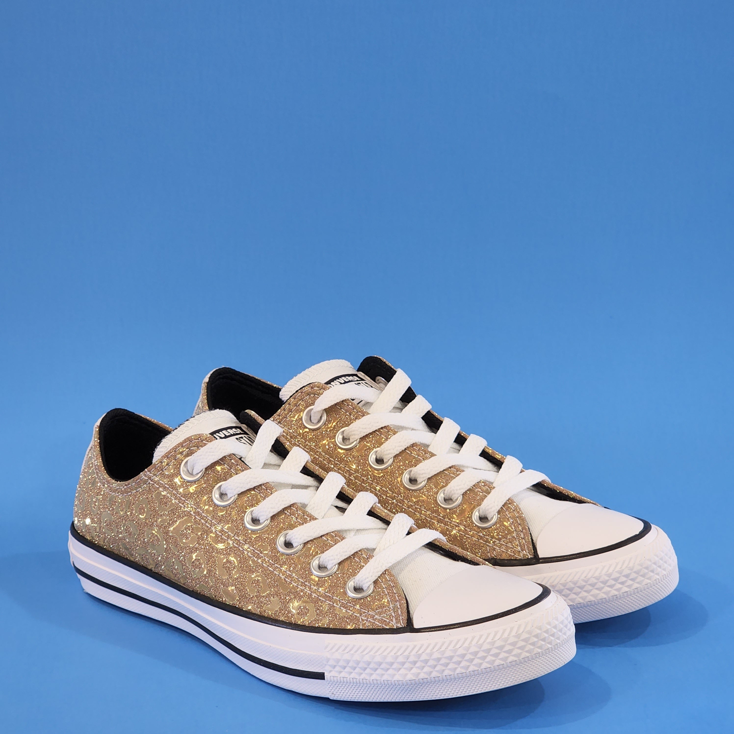 Converse CTAS Low Ox Gold Leopard Glitter Women's Sneakers 572041C NWT