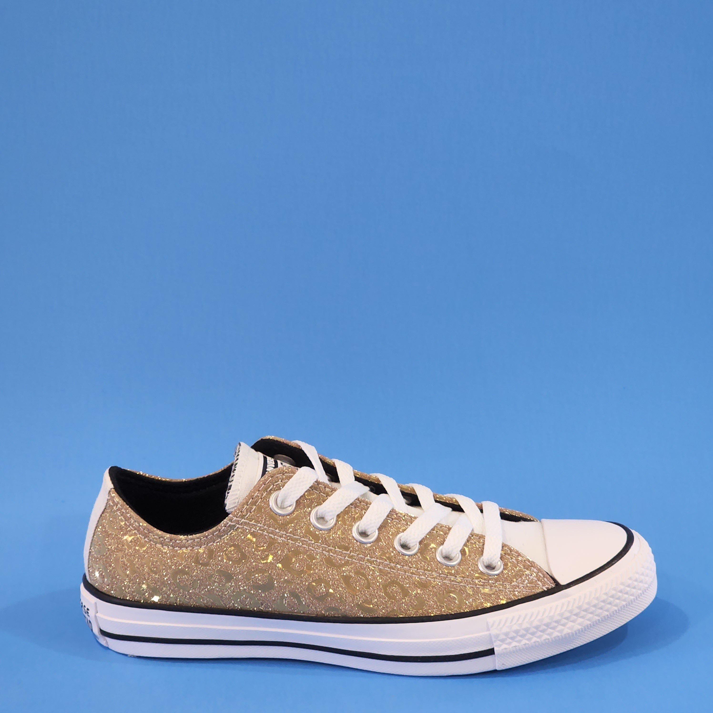 Converse CTAS Low Ox Gold Leopard Glitter Women's Sneakers 572041C NWT