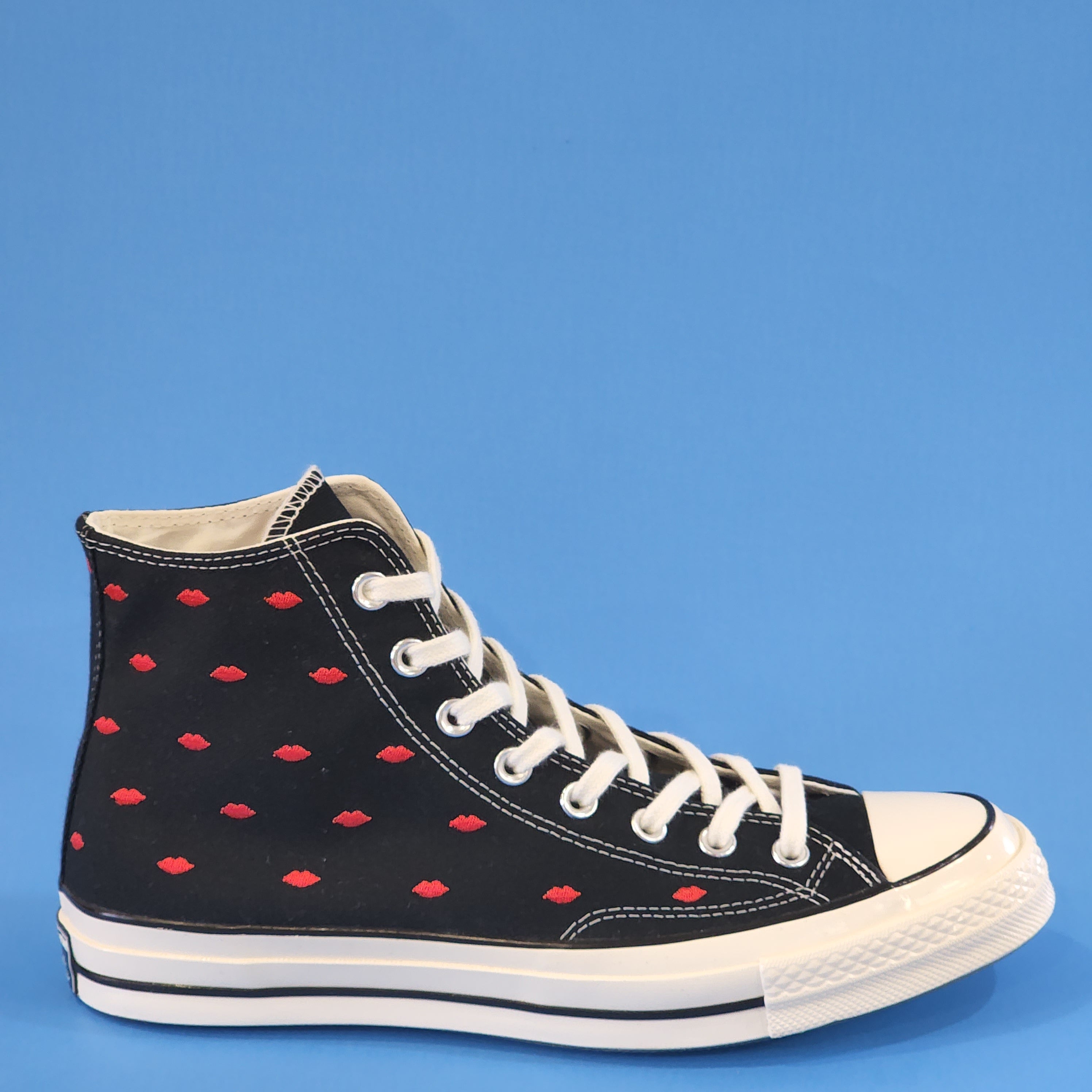 New Converse Chuck 70 Hi Embroidered Lips Crafted purchases With Love Black Sneakers