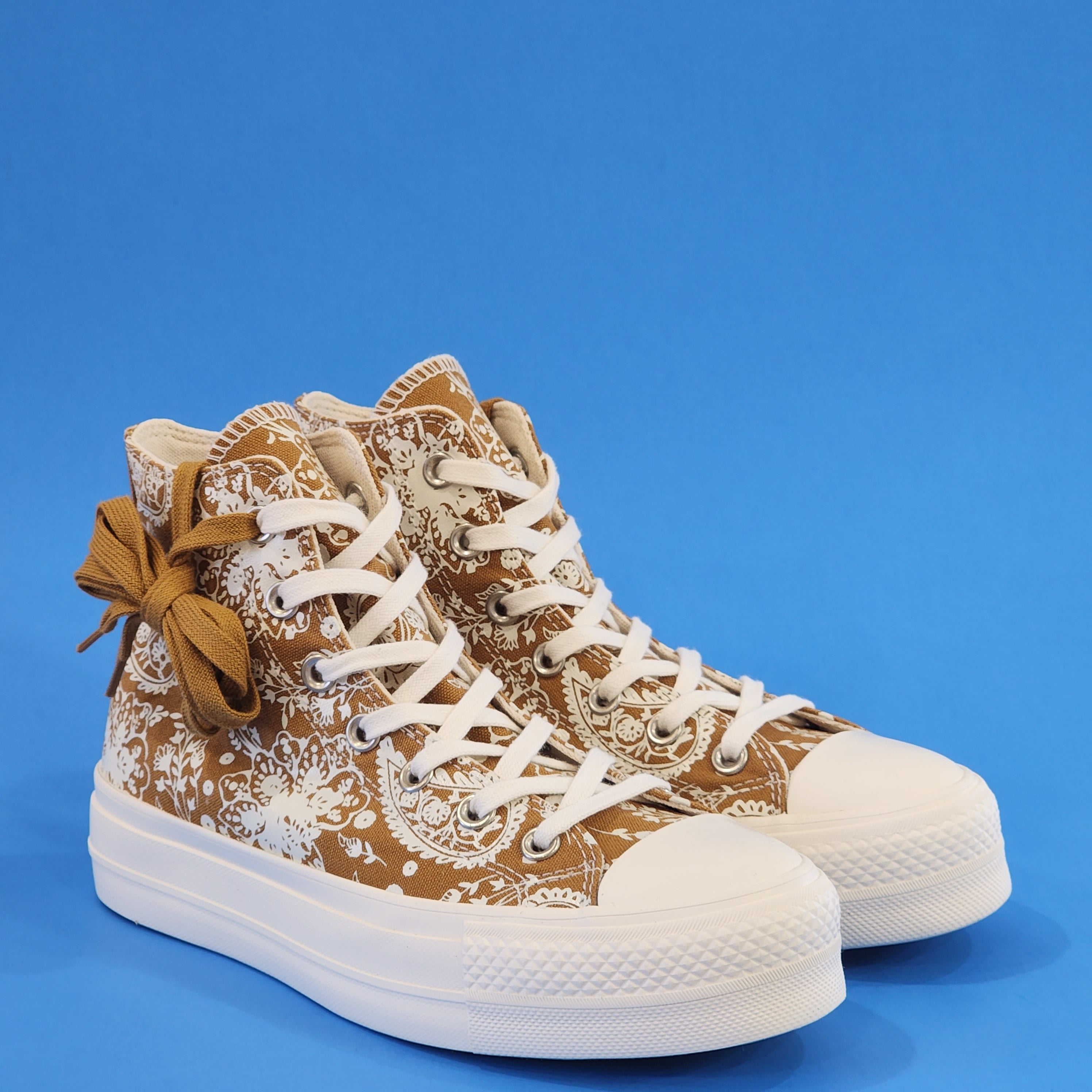 Converse CTAS Hi Lift Fall Florals Wheat Women's Platform Sneakers 572541C NWT