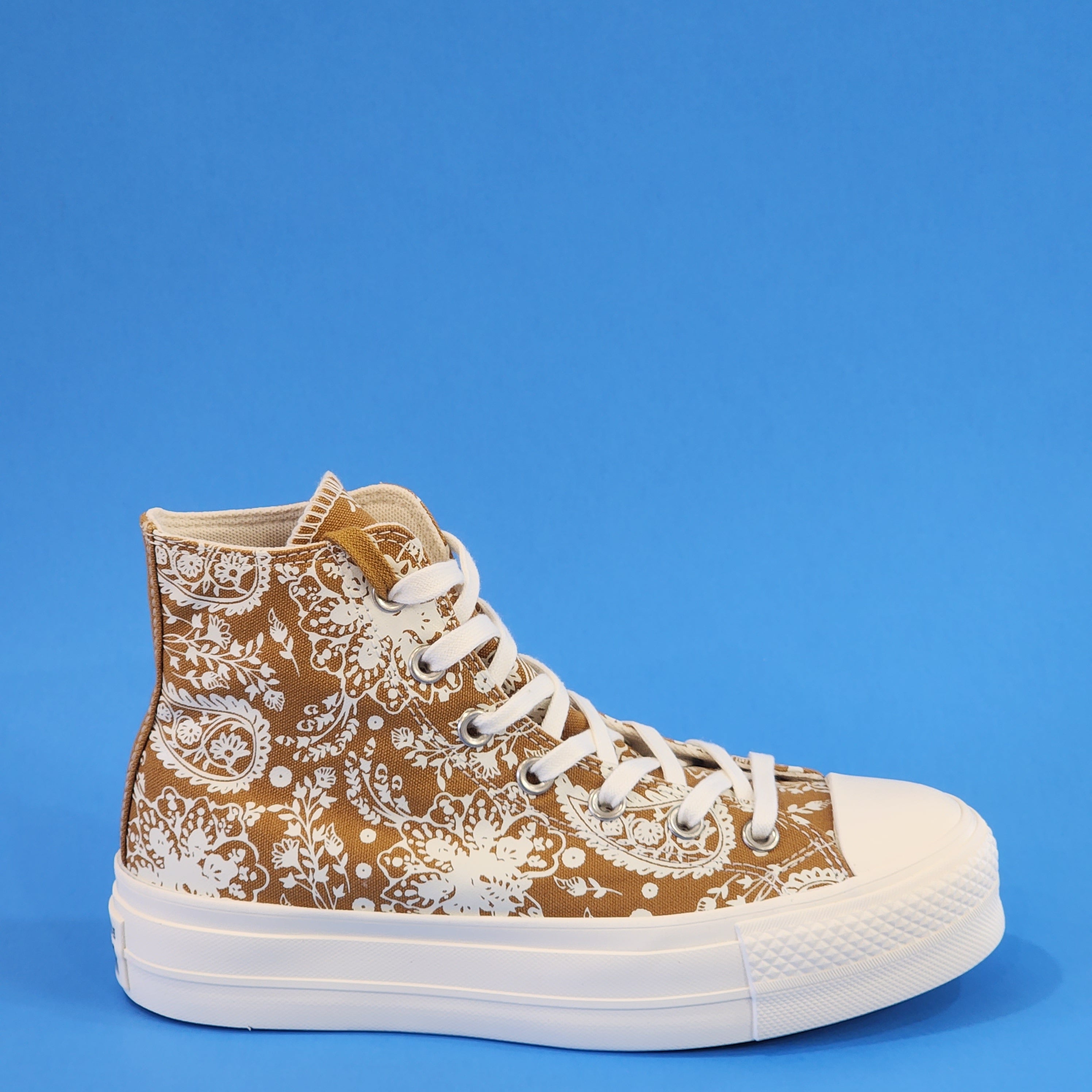 Converse CTAS Hi Lift Fall Florals Wheat Women's Platform Sneakers 572541C NWT