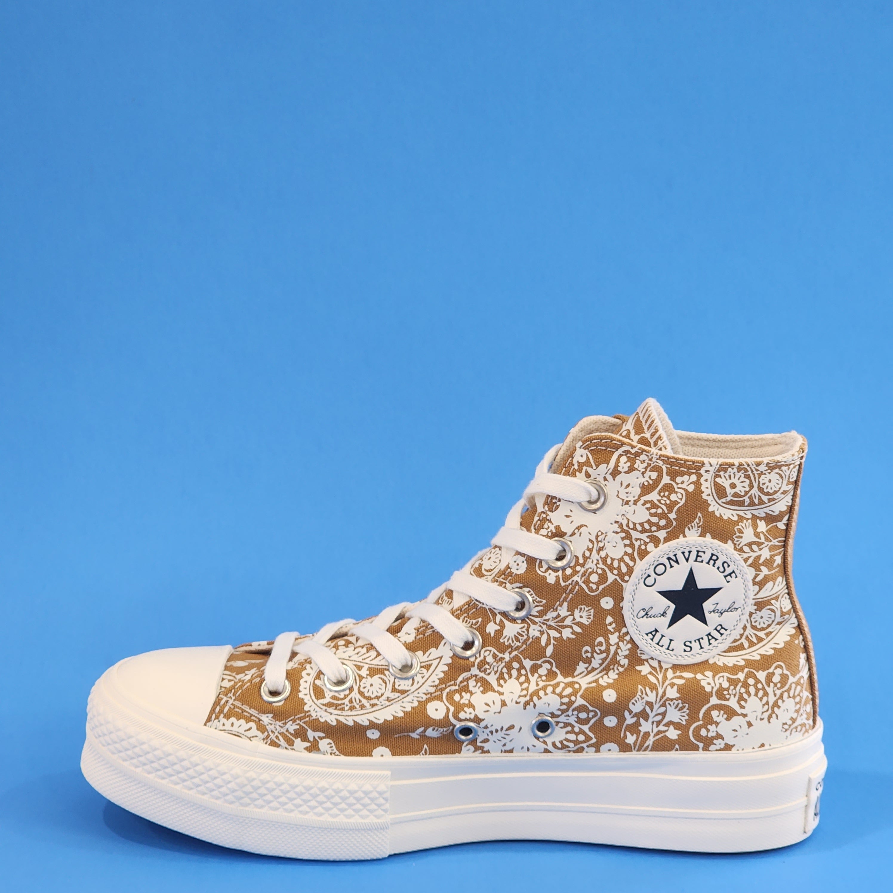 Converse CTAS Hi Lift Fall Florals Wheat Women's Platform Sneakers 572541C NWT