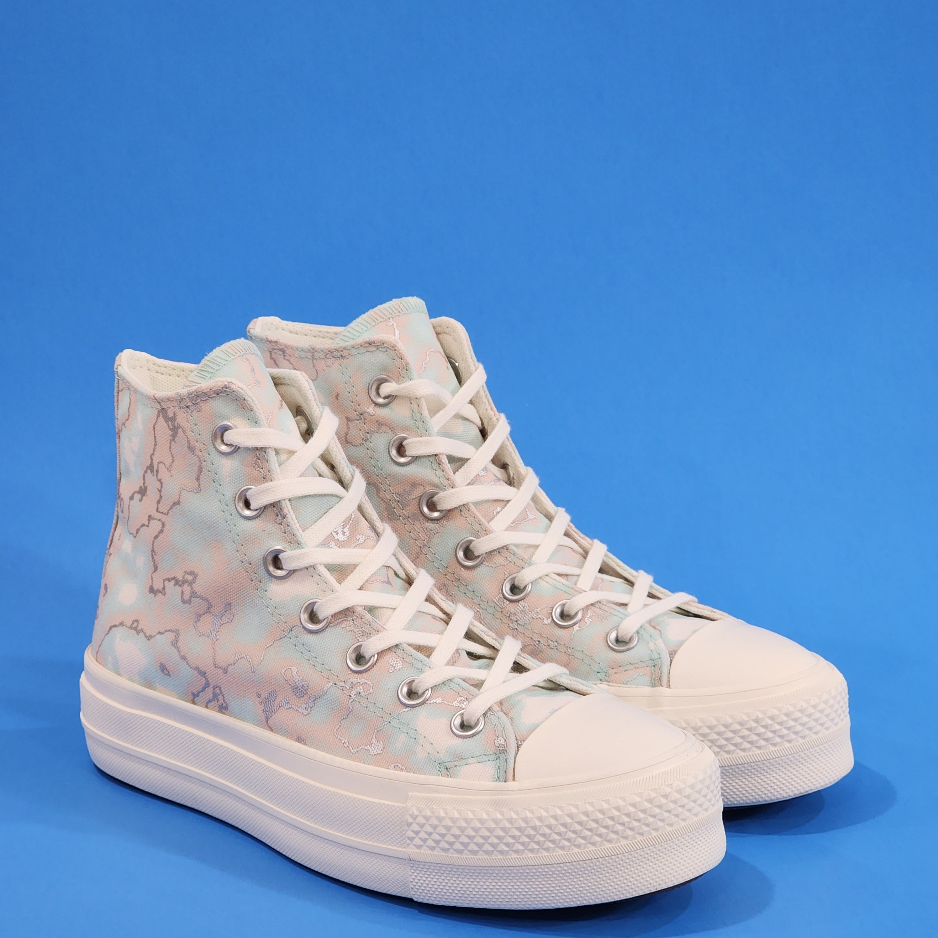 Converse CTAS Hi Lift 'Marble' Light Dew Women's Platform Sneakers A02033C NWT