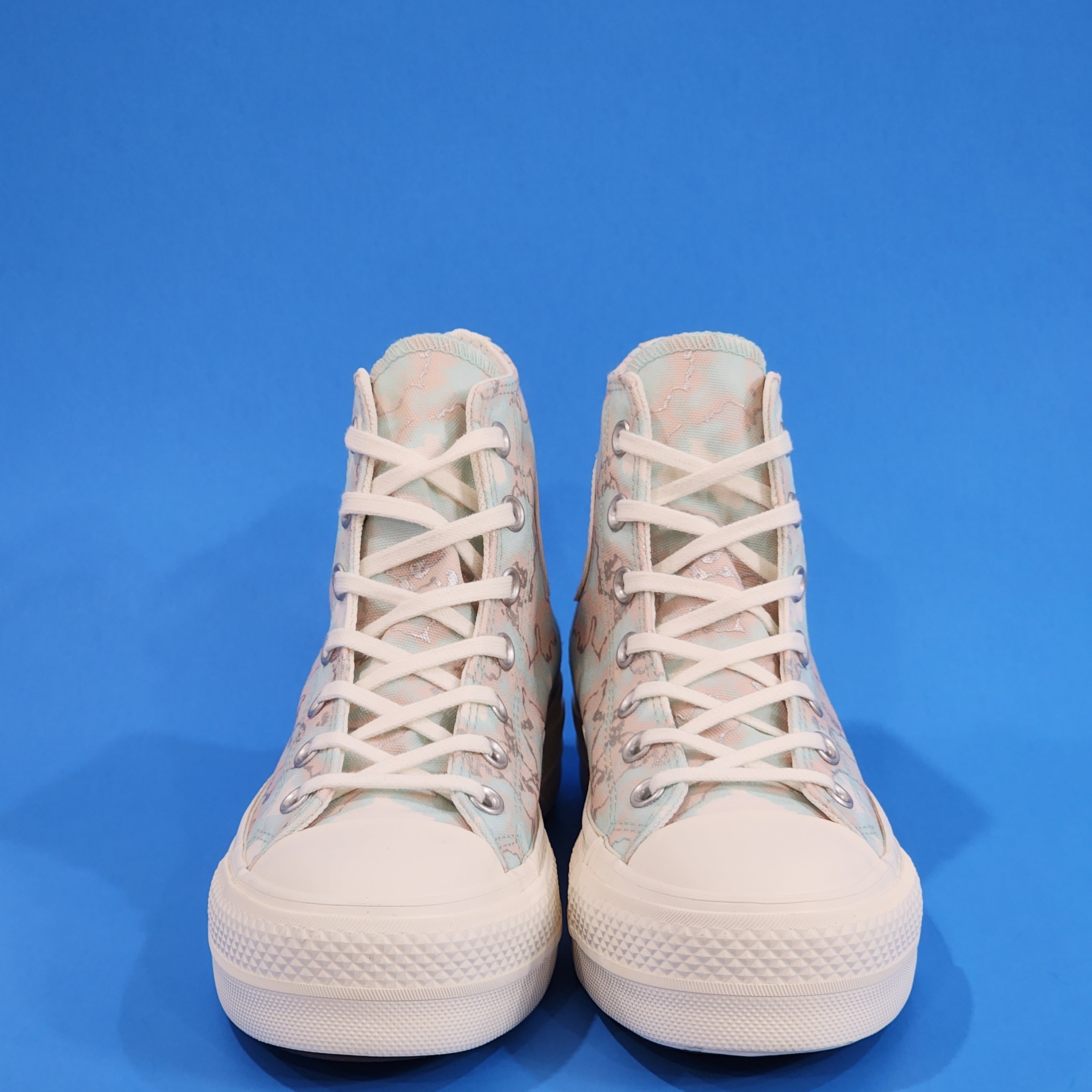 Converse CTAS Hi Lift 'Marble' Light Dew Women's Platform Sneakers A02033C NWT