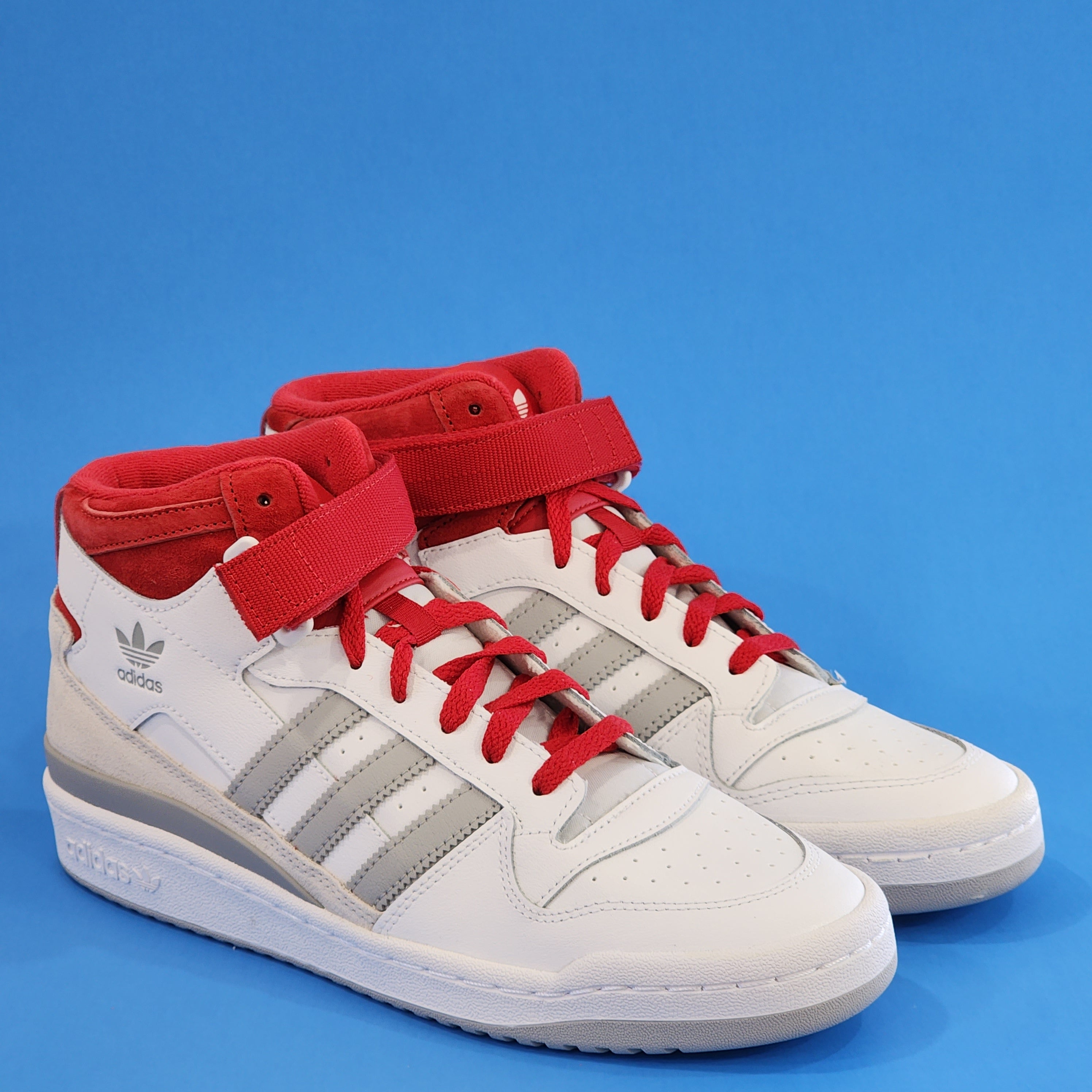 Adidas Forum Mid White/Scarlet Red/Grey Men's Athletic Sneakers FY6819 NWT