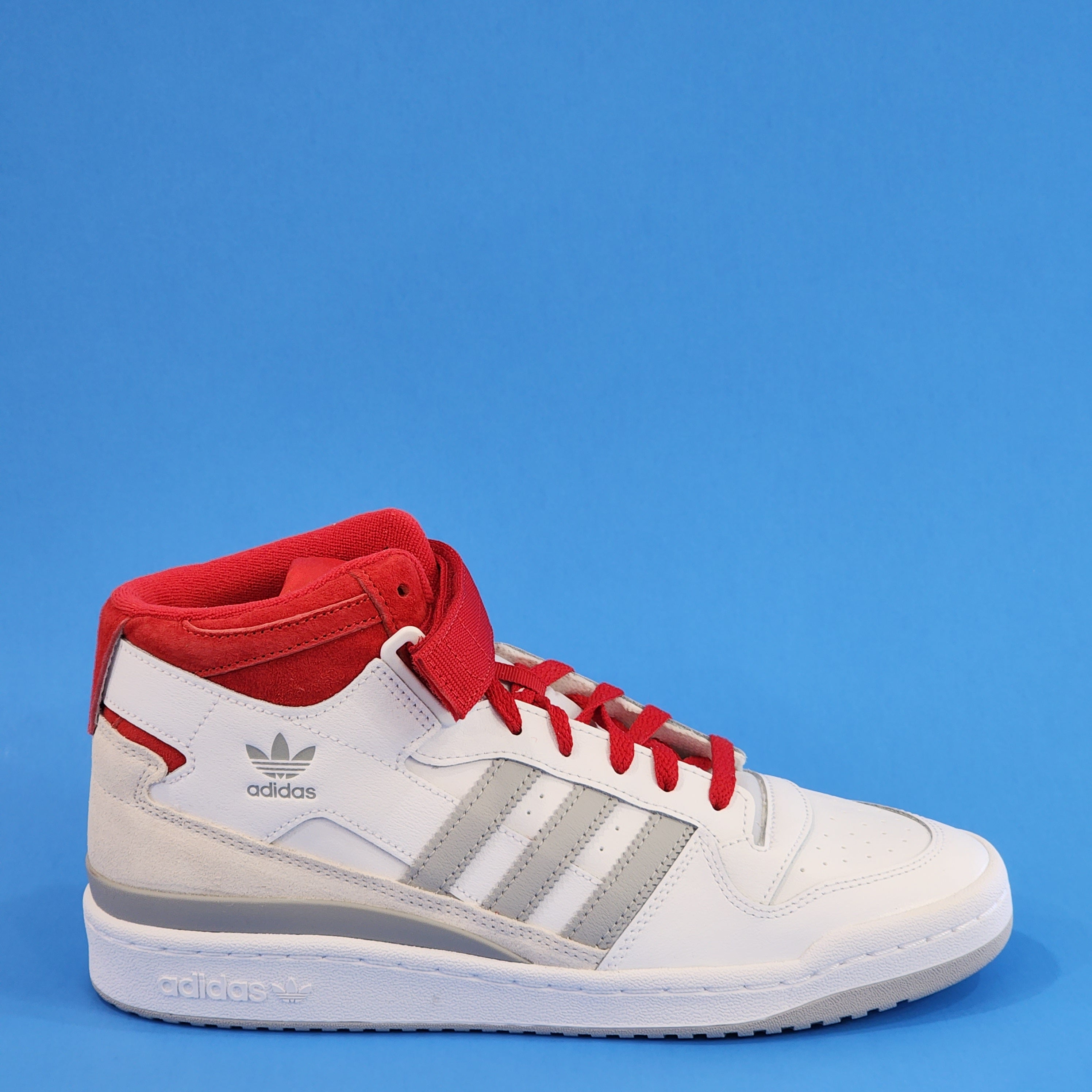 Adidas Forum Mid White/Scarlet Red/Grey Men's Athletic Sneakers FY6819 NWT